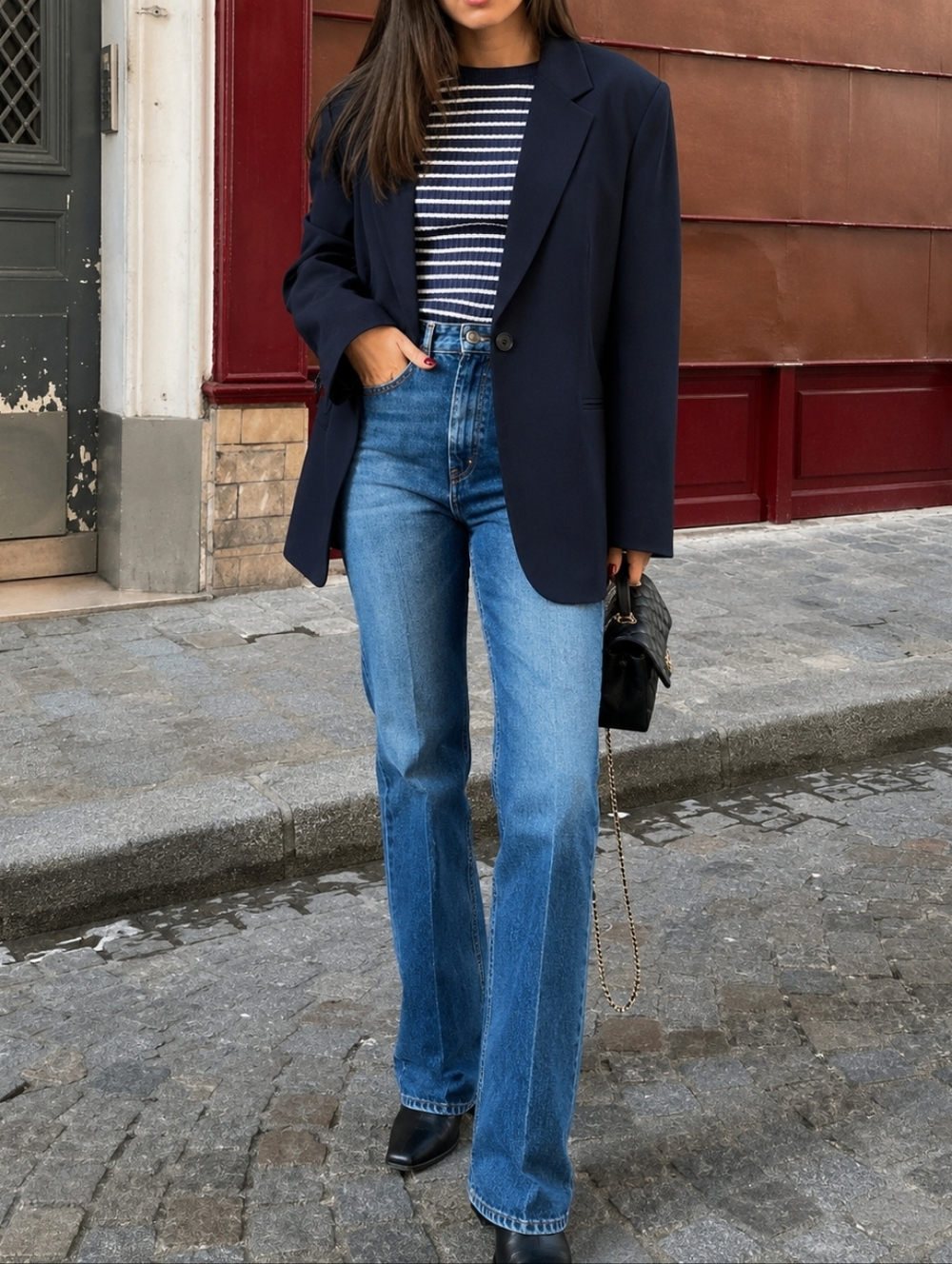 Vintage 90s French Girl Navy Blazer 10 Cool Girl Blazer